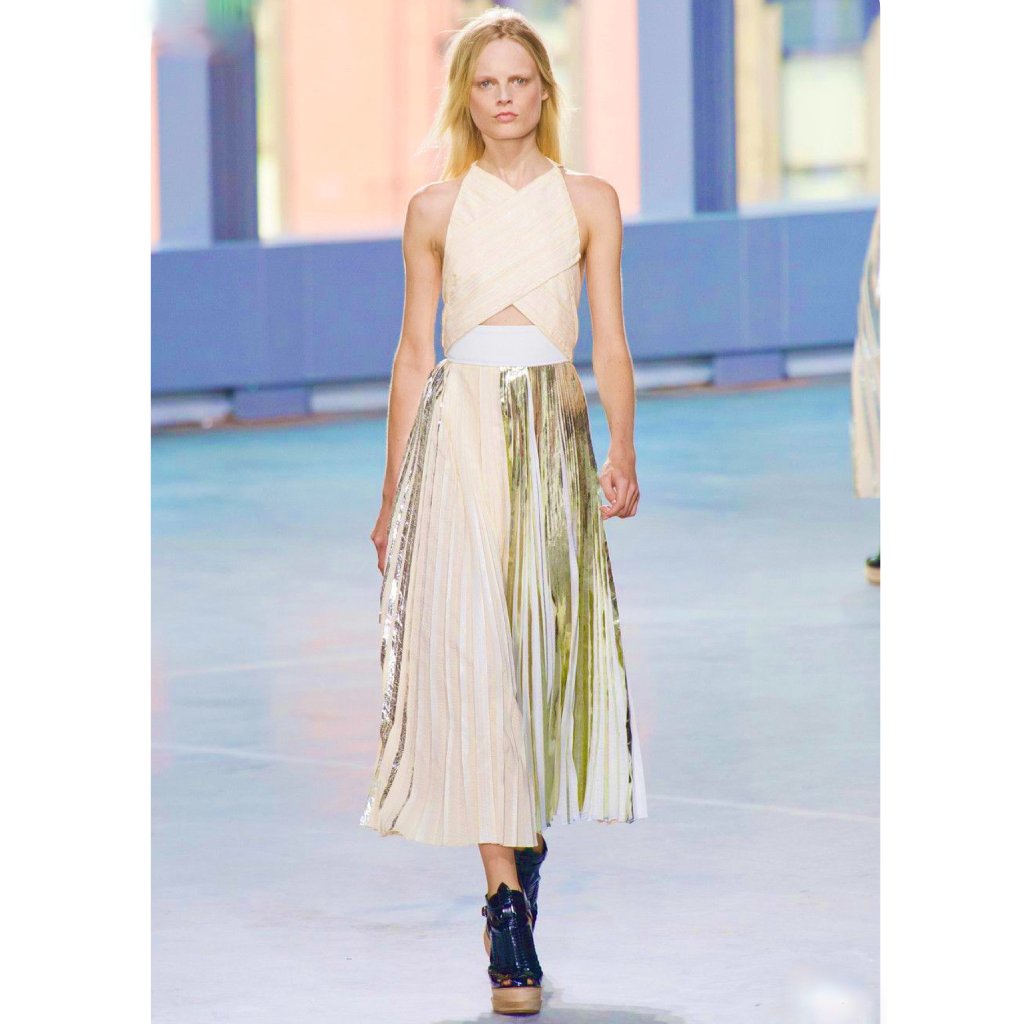 Runway Proenza Schouler Foil Print Pleated Dress Size 2 New